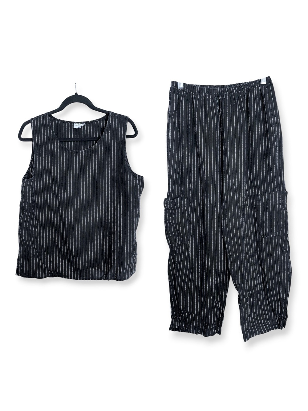Habitat Linen Blend Striped Sleeveless Tank Top & Pants SET